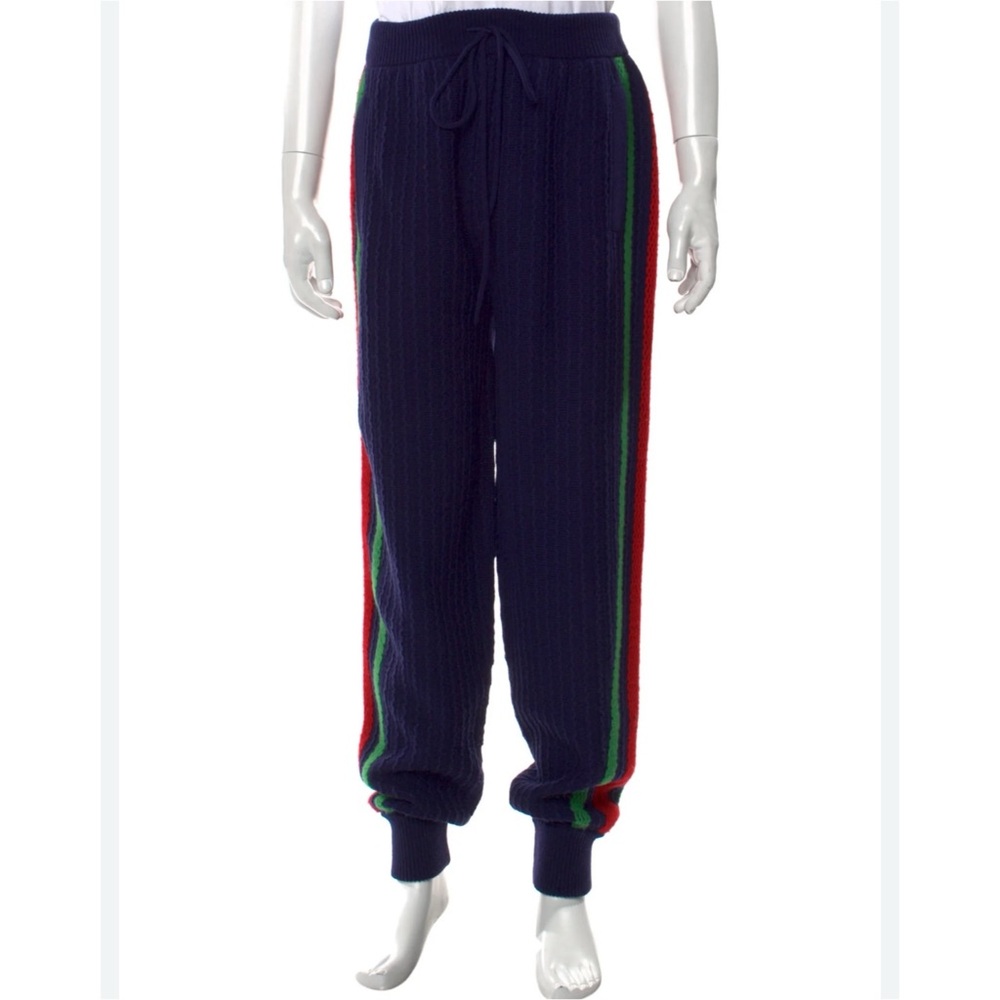 Gucci web stripe 100% wool track pants size large meeting in
Italy